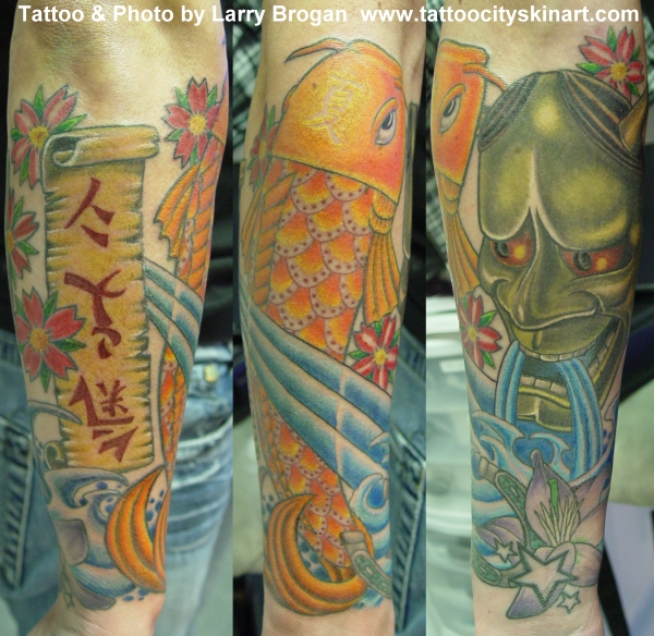 Tattoos - Koi and Hanya Mask half sleeve - 16757